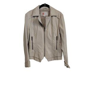 Bernardo Collection Oyster Faux Leather zip jacket